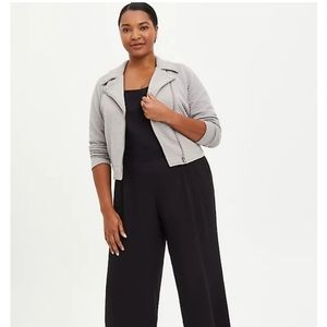 Torrid Pebble Grey Quilted Knit Moto Jacket